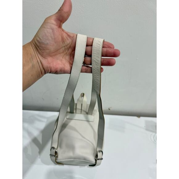 Salvatore Ferragamo Leather Small School Drawstring Backpack White / Silver - Picture 14 of 15